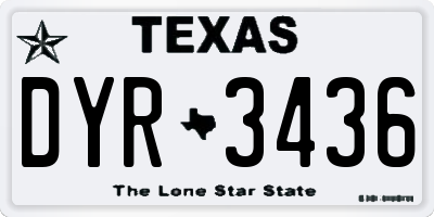 TX license plate DYR3436