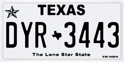 TX license plate DYR3443
