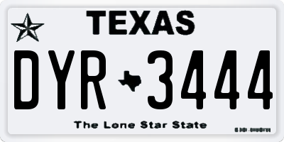 TX license plate DYR3444