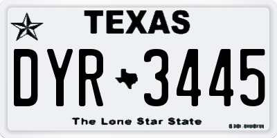 TX license plate DYR3445