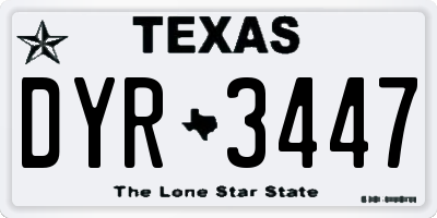 TX license plate DYR3447
