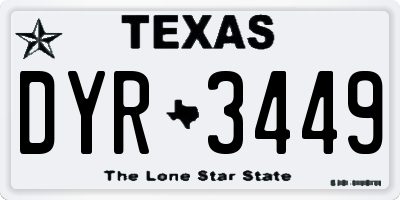 TX license plate DYR3449