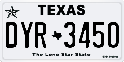 TX license plate DYR3450
