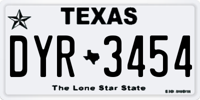TX license plate DYR3454