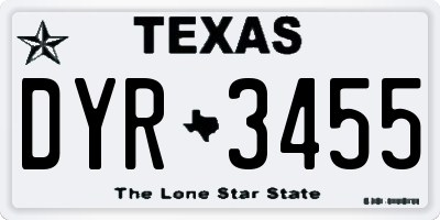 TX license plate DYR3455