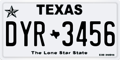 TX license plate DYR3456