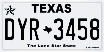 TX license plate DYR3458