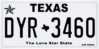 TX license plate DYR3460