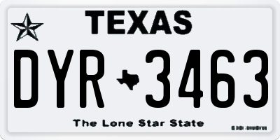 TX license plate DYR3463