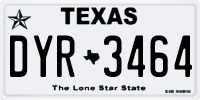 TX license plate DYR3464