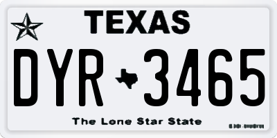 TX license plate DYR3465