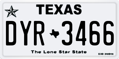 TX license plate DYR3466