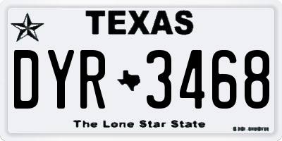TX license plate DYR3468
