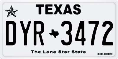 TX license plate DYR3472
