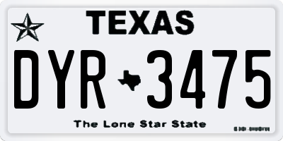 TX license plate DYR3475