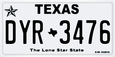 TX license plate DYR3476