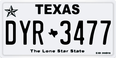 TX license plate DYR3477