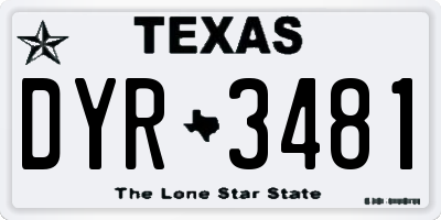 TX license plate DYR3481
