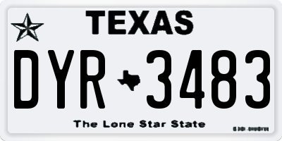 TX license plate DYR3483