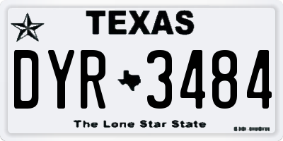 TX license plate DYR3484