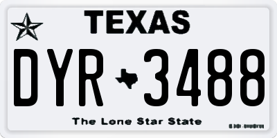 TX license plate DYR3488