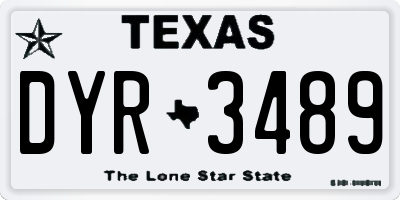 TX license plate DYR3489