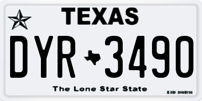 TX license plate DYR3490