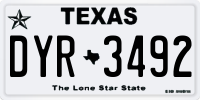 TX license plate DYR3492