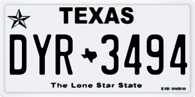 TX license plate DYR3494