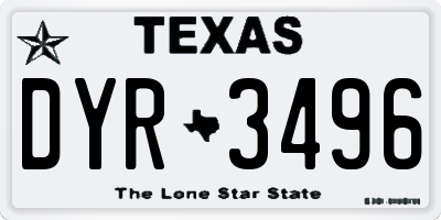 TX license plate DYR3496
