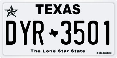 TX license plate DYR3501
