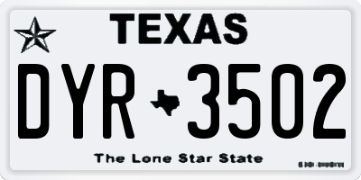 TX license plate DYR3502