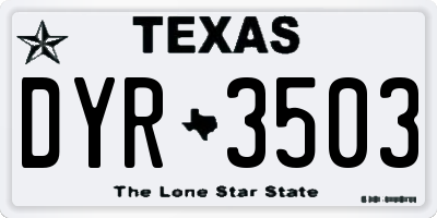 TX license plate DYR3503