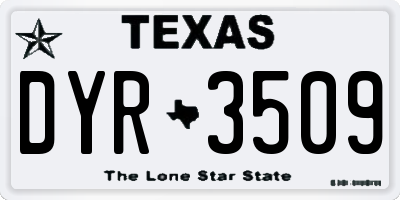 TX license plate DYR3509