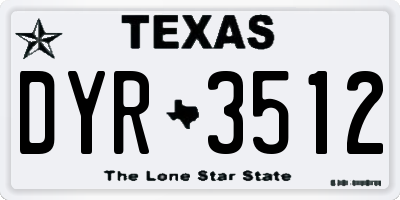TX license plate DYR3512