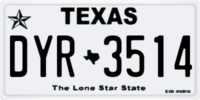 TX license plate DYR3514