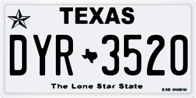 TX license plate DYR3520