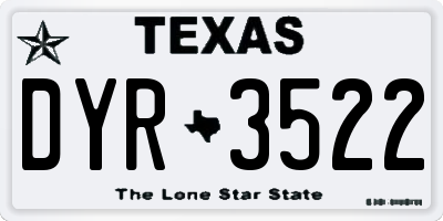 TX license plate DYR3522