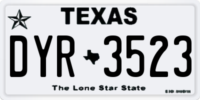 TX license plate DYR3523