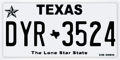 TX license plate DYR3524