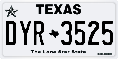TX license plate DYR3525