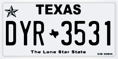 TX license plate DYR3531