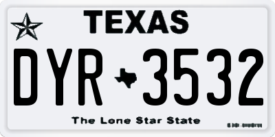 TX license plate DYR3532