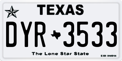 TX license plate DYR3533