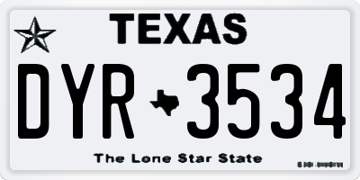 TX license plate DYR3534