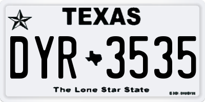 TX license plate DYR3535