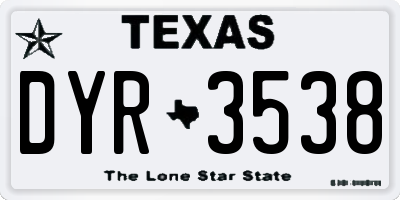 TX license plate DYR3538