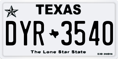 TX license plate DYR3540