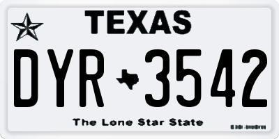 TX license plate DYR3542