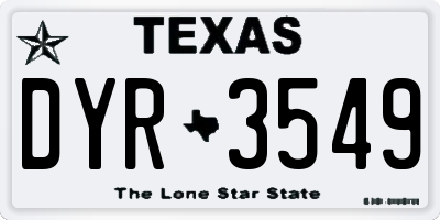 TX license plate DYR3549